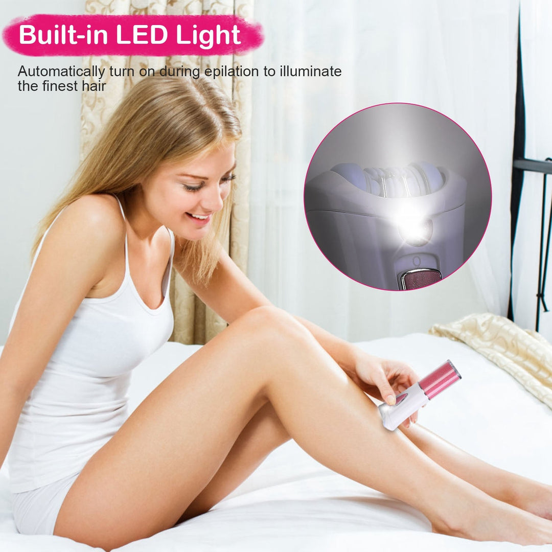 Glide Epilator For Women Cordless Women Shaver Facial Body Hair Remover Razor for Women Electric Tweezers Bikini Epilator Trimmer with LED Light