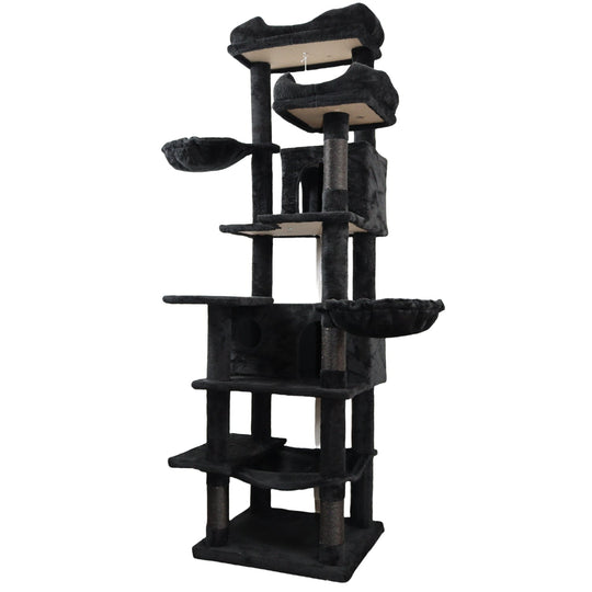 68in Multi-Level Cat Tree Tower with Hammocks & Scratching Posts