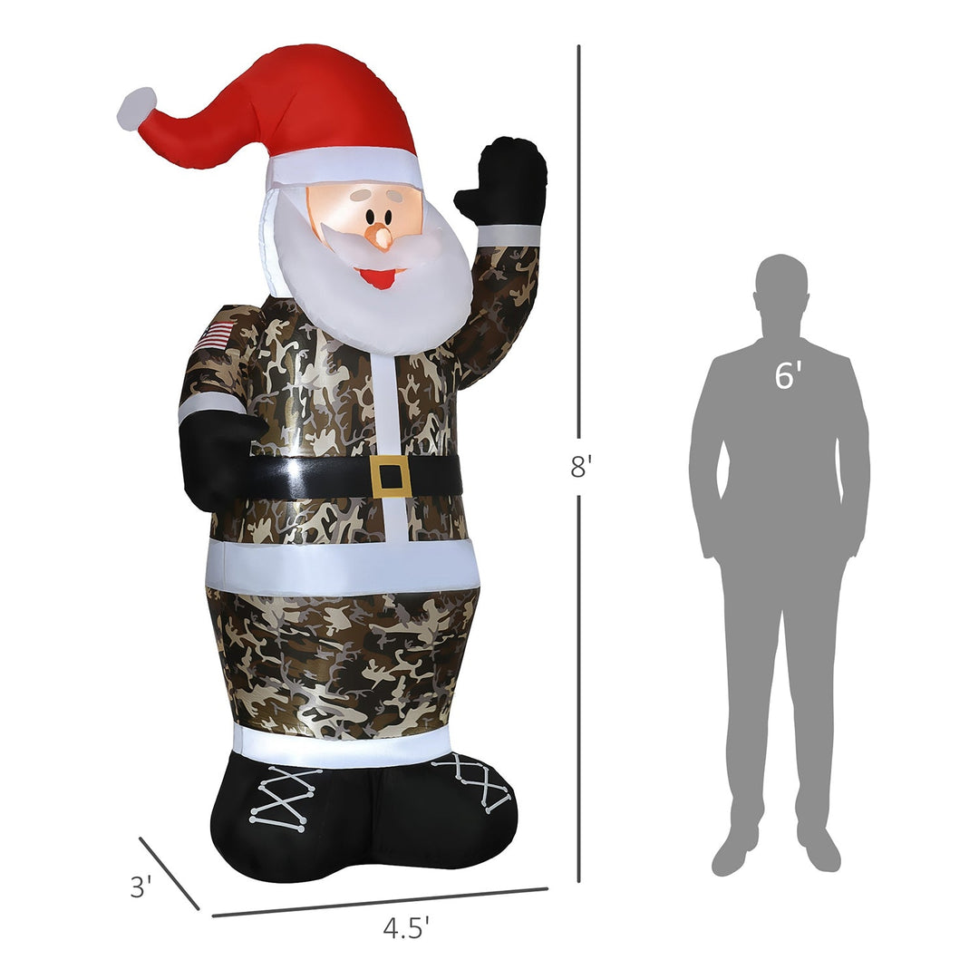 8FT Inflatable Camouflage Santa with LED Lights & Fan