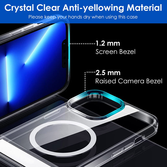 Magnetic Metal Kickstand Clear Case Shockproof Anti Yellowing Phone Cover Compatible with Magsafe Fit for IOS Phone 14