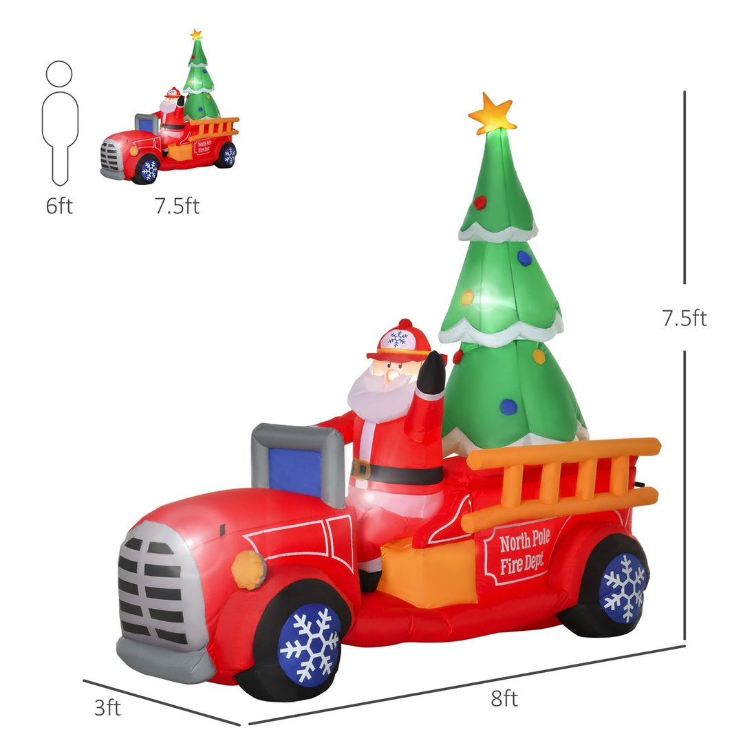 7.5FT Inflatable Santa Truck with LED Christmas Tree Decoration