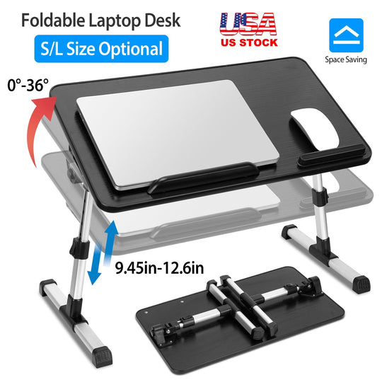 Foldable Laptop Stand Height Angle Adjust Notebook Bed Desk Breakfast Reading Table For Sofa Couch Floor Dormitory