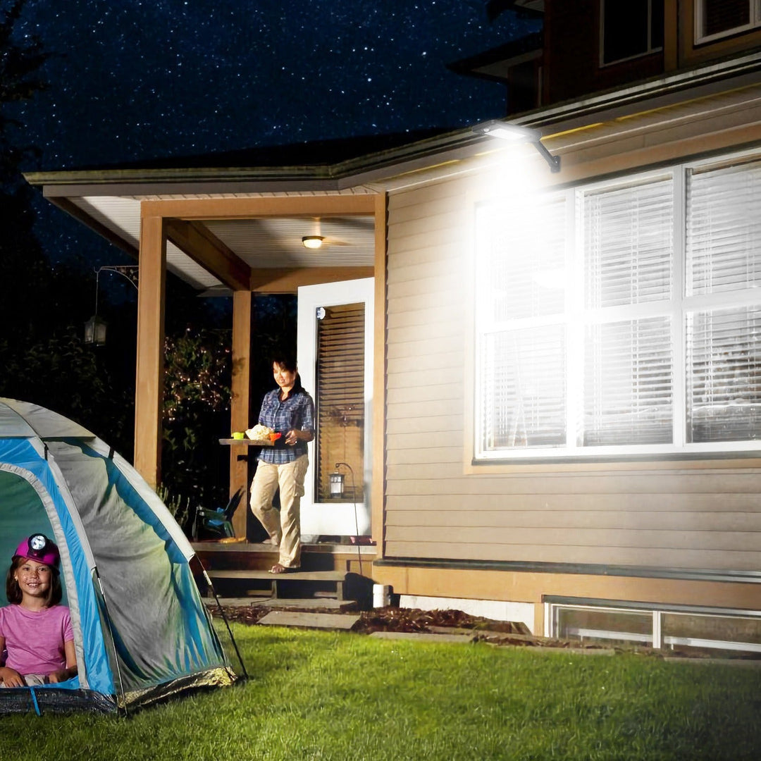 Solar Wall Light Outdoor 60LEDs PIR Motion Sensor Remote Control Wireless Lamps IP65 Waterproof Lighting for Garage Front Door Garden Pathway