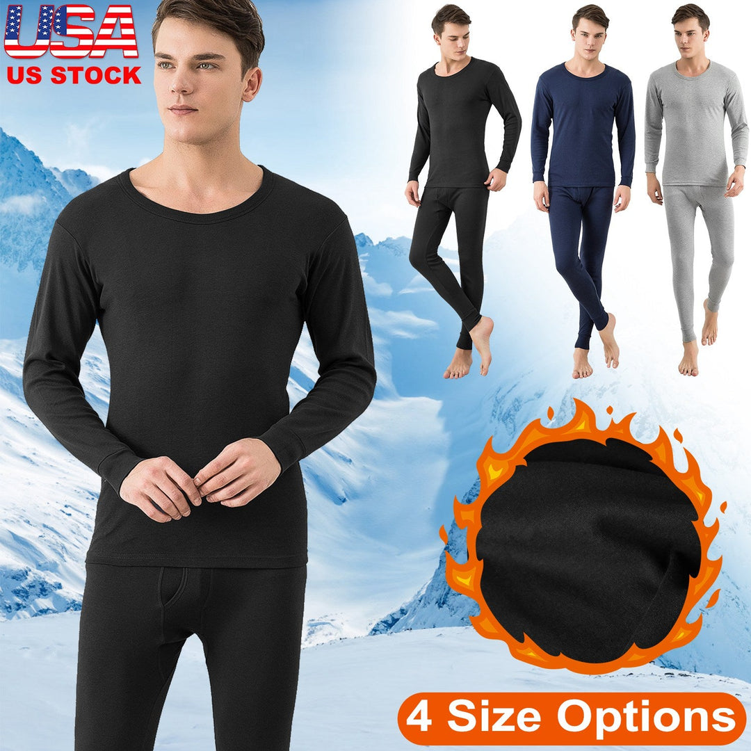 Men Thermal Underwear Set Long Johns Pants Long Sleeve Soft Underwear Kit Top Bottom Winter Sports Suits
