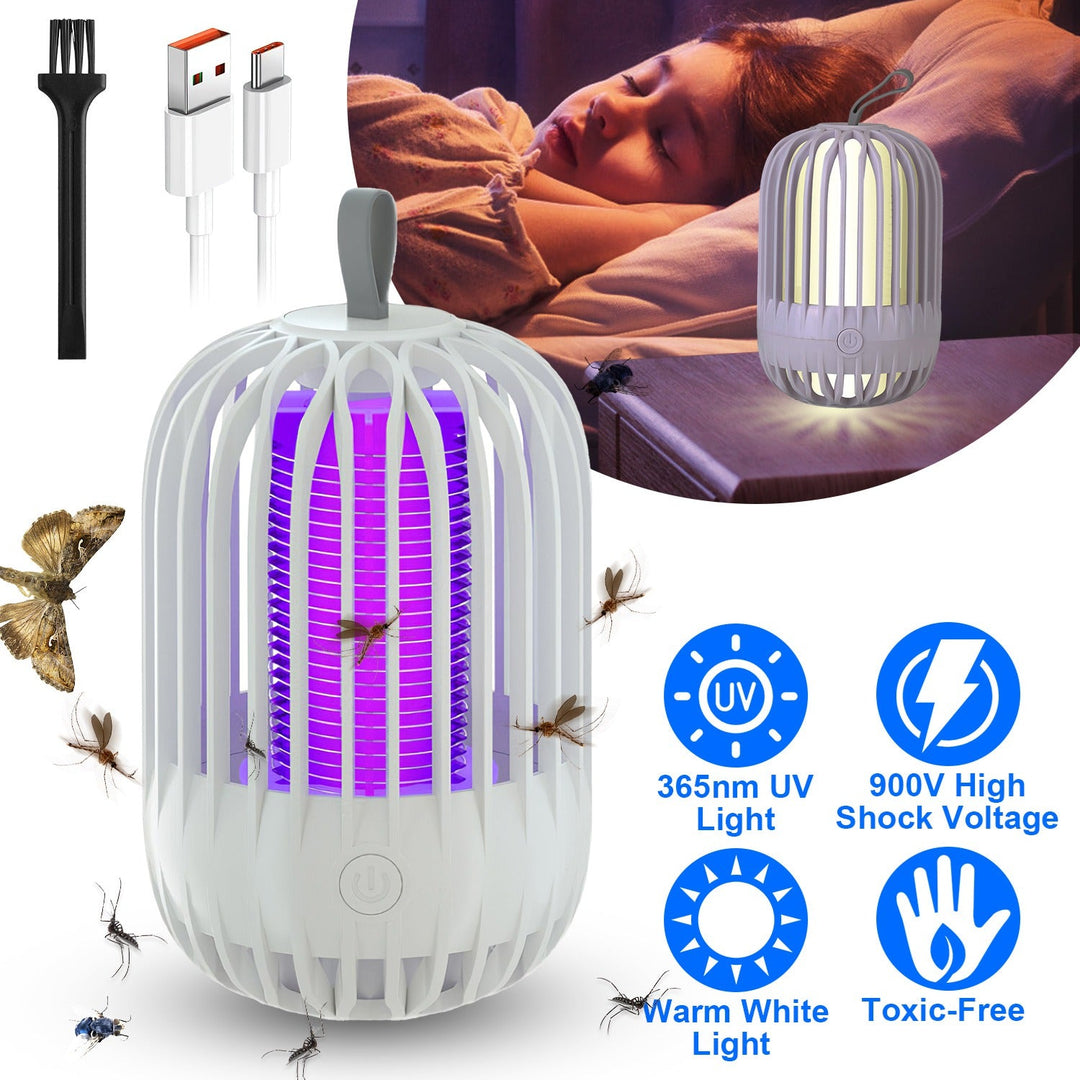 900V High Voltage Cordless Indoor Bug Zapper Type C Rechargeable Mosquito Lamp Trap Portable Electric Mosquito Killer with Hanging Strap Night Light f