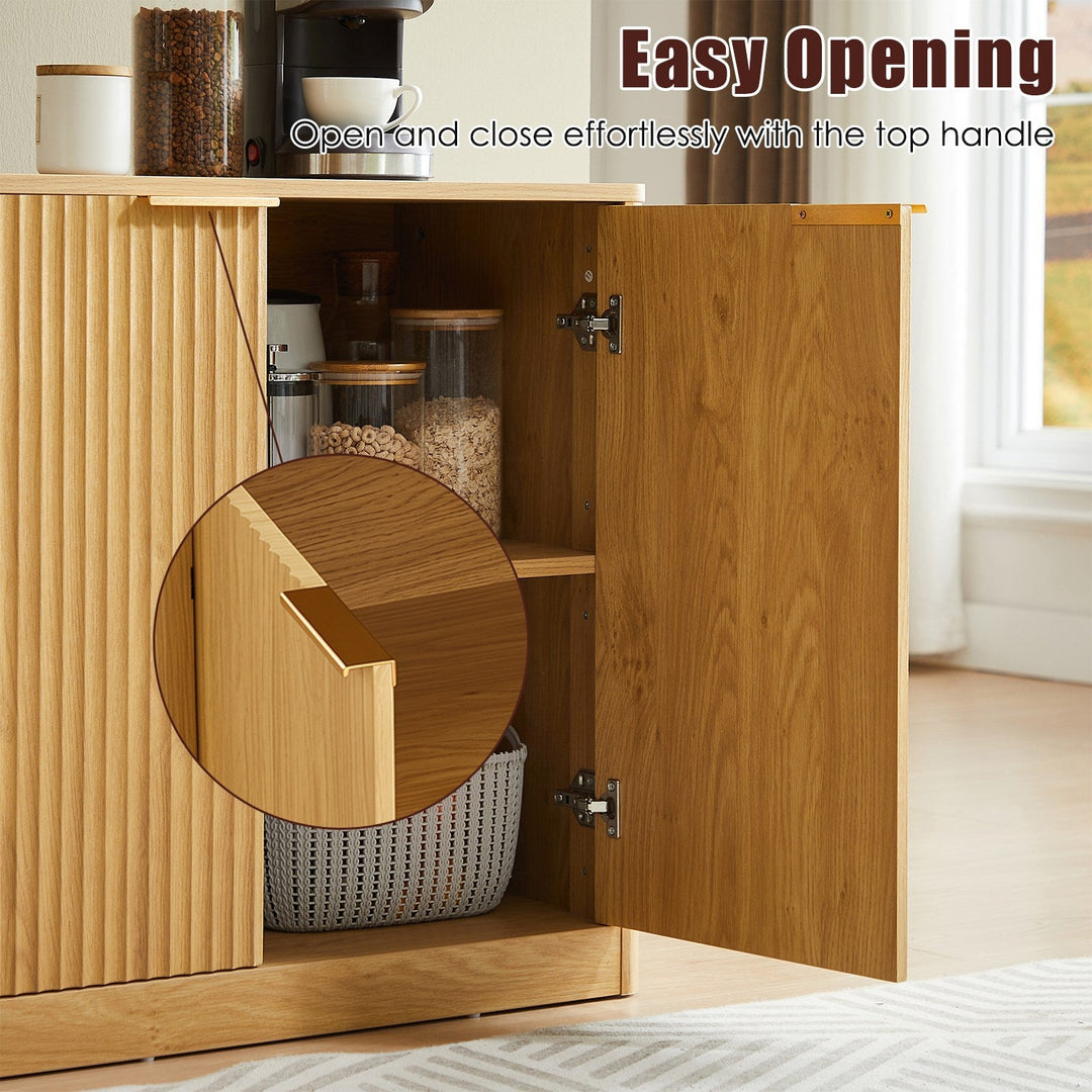 Fluted Sideboard Cabinet with 4-6 Doors and Wood-Grain Top
