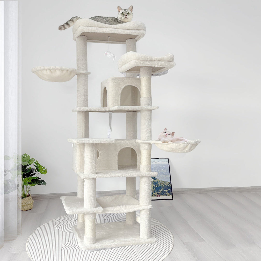 68-Inch Multi-Level Cat Tree Tower with Hammocks & Scratching Posts