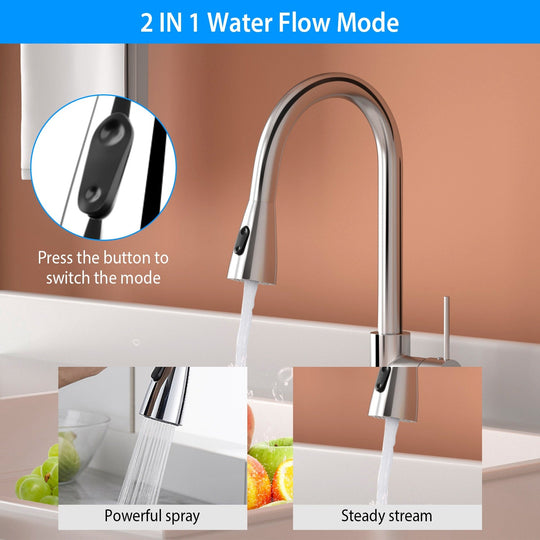 Automatic Touch Sensor Faucet Single Handle Pull Out Sink Faucet with Hot Cold Water Control