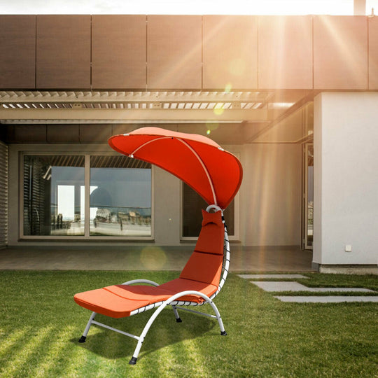 Patio Hanging Swing Hammock Chaise Lounger Chair with Canopy
