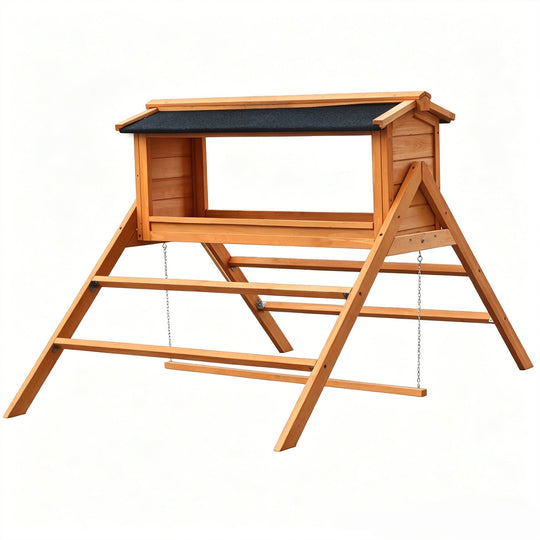 Chicken Nesting Box with Perch and Waterproof Roof