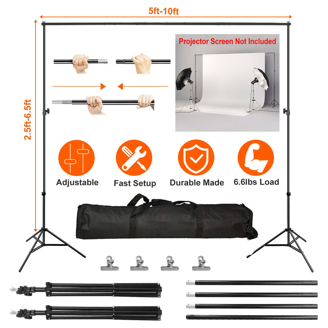 Photography Backdrop Stand 6.5x10ft Adjustable Heavy Duty