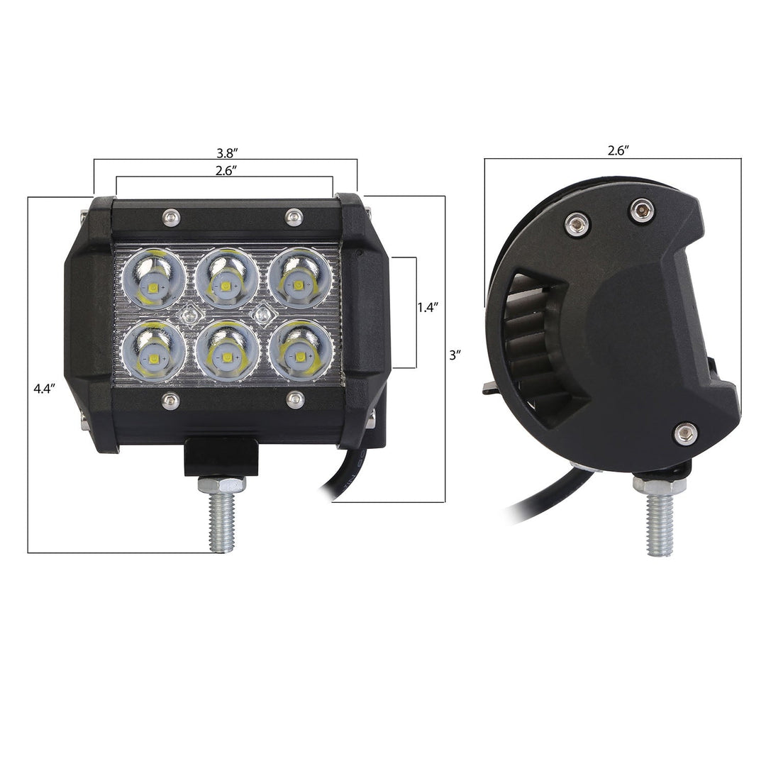 4 PCS 4Ó 18W Dual Row LED Waterproof Spot Light Pod Cube Light