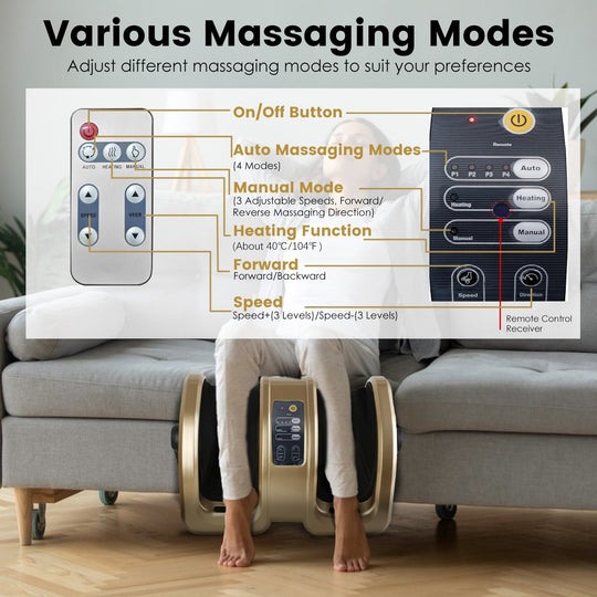 Shiatsu Foot Massager – Heating, Kneading, Auto Timer, 350° Rotating Base