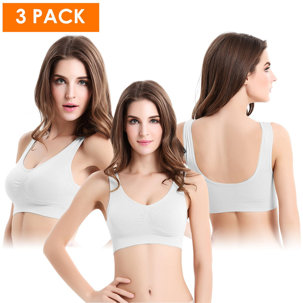 3 Pack Sport Bras For Women Seamless Wire-free Bra Light Support Tank Tops For Fitness Workout Sports Yoga Sleep Wearing