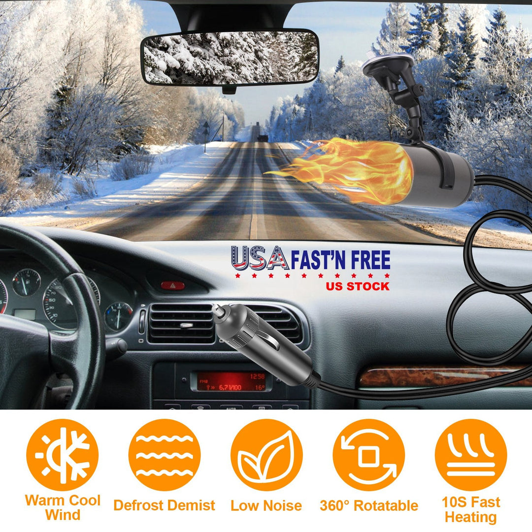12V 150W Portable Car Heater 2 In 1 Heating Cooling Fan Rotatable Demister Defroster with 4.92ft Cord