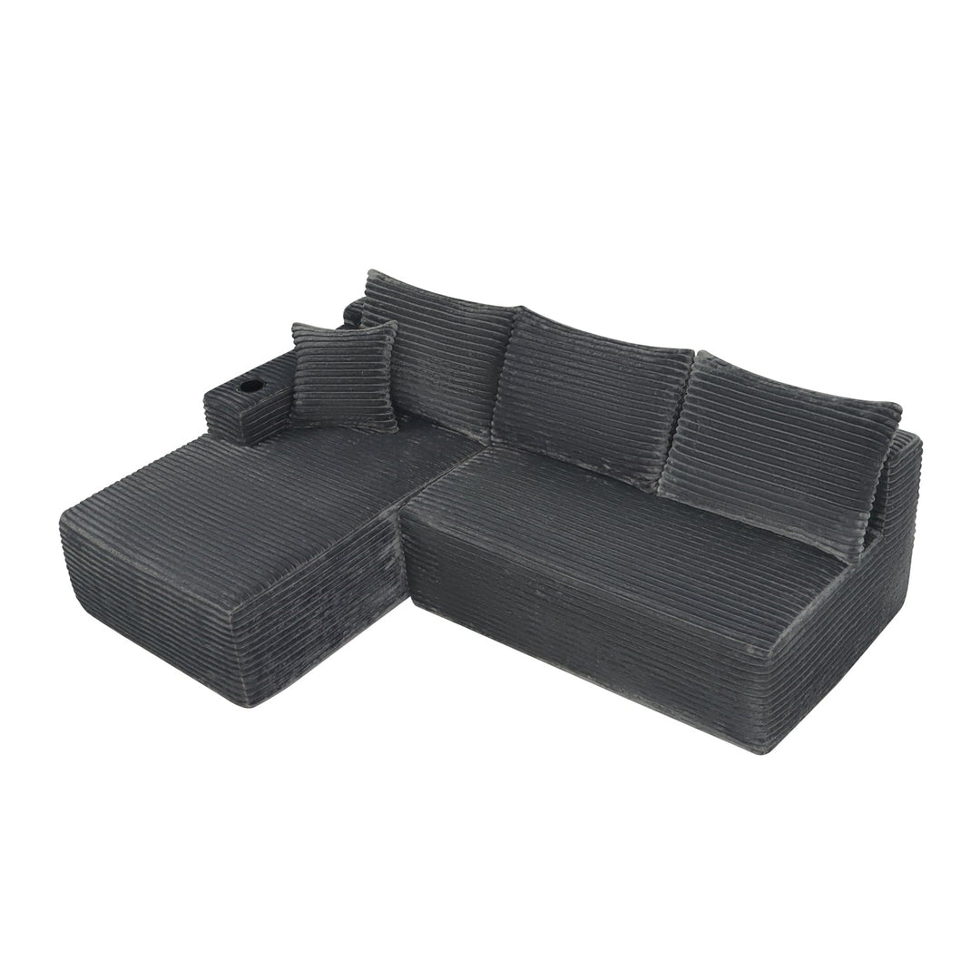 96" L-Shaped Sectional Sofa with Chaise in Plush Corduroy