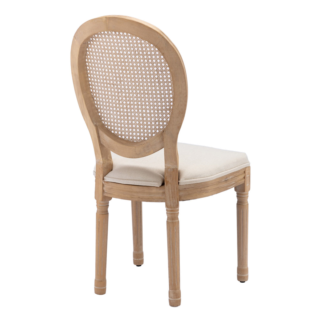 French Style Solid Wood Dining Chairs Set of 2, Elegant Oval Back Kitchen Side Chairs for Dining Room & Living Room