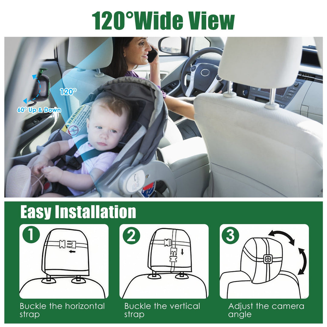 1080P Dual Baby Car Monitor – 120° Wide View, Night Vision, HD Split Screen