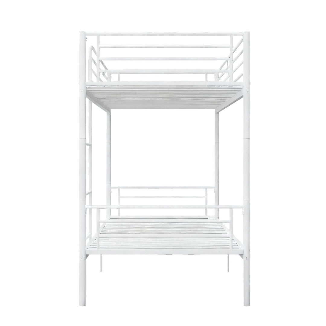 Twin Over Twin Metal Bunk Bed with Ladder and Guardrails