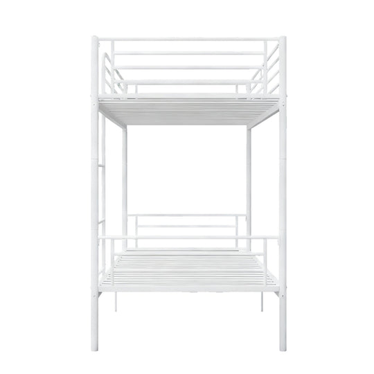 Twin Over Twin Metal Bunk Bed with Ladder and Guardrails
