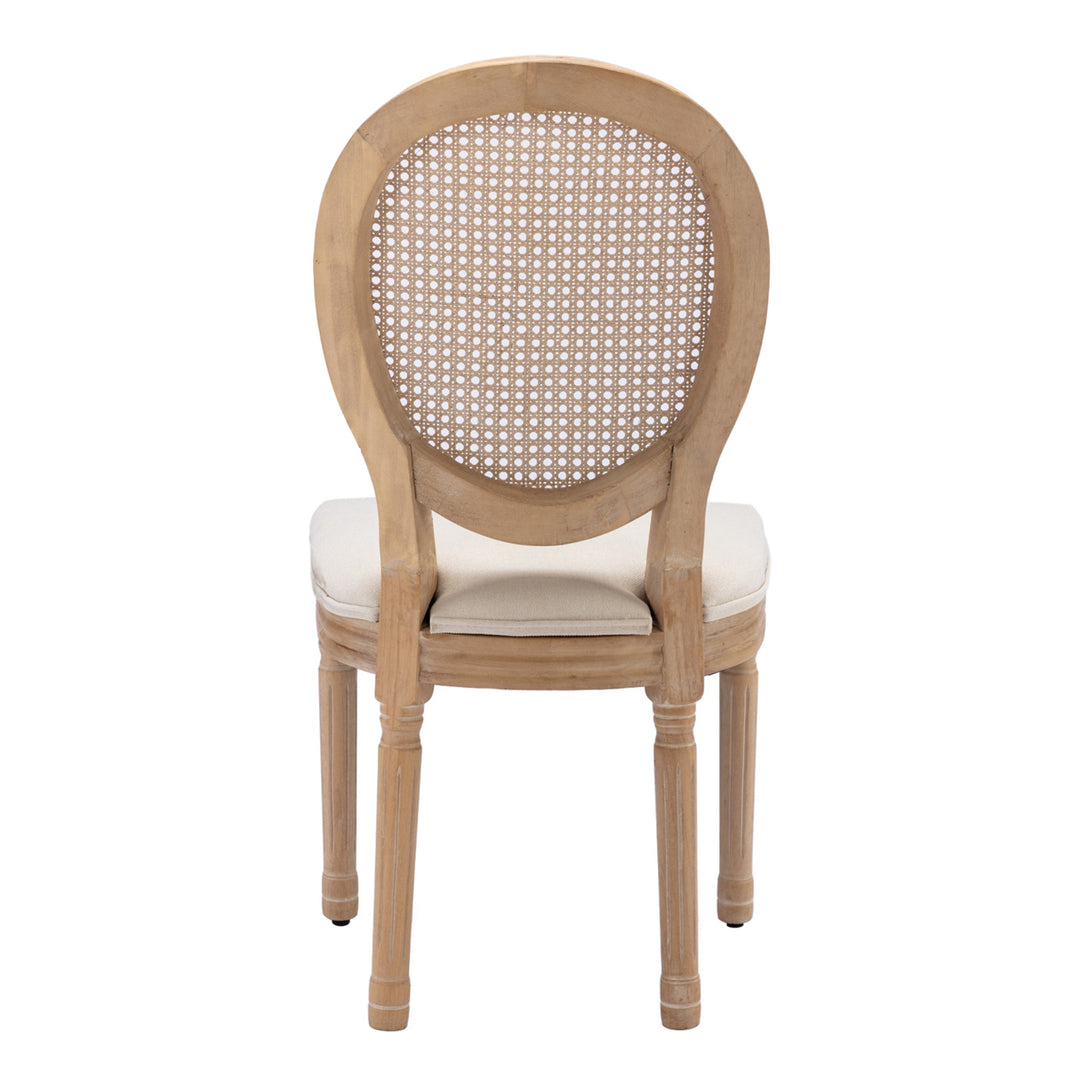 French Style Solid Wood Dining Chairs Set of 2, Elegant Oval Back Kitchen Side Chairs for Dining Room & Living Room