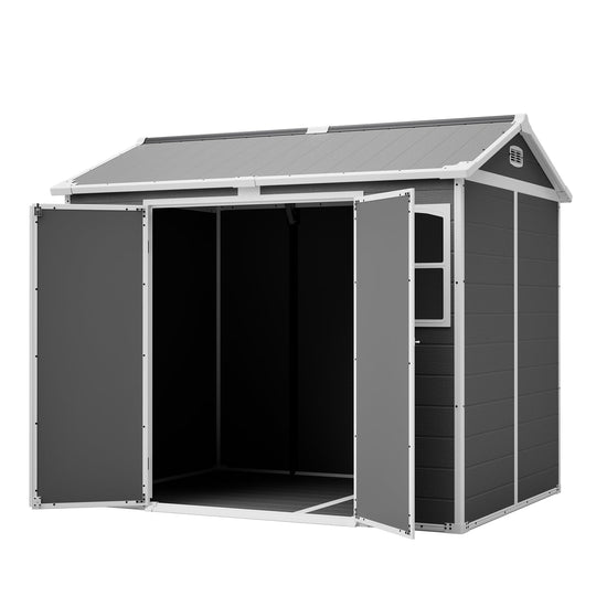 8x6 FT Resin Outdoor Storage Shed with Lockable Door