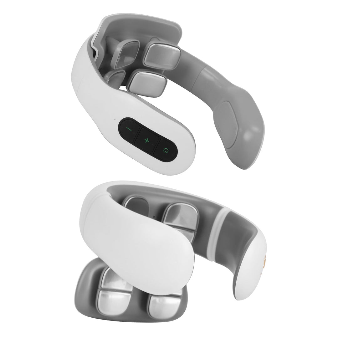 4 Head EMS Neck Massager with Heat Cordless Cervical Neck Massager EMS Neck Massager with 6 Modes 20 Intensity Levels Remote Control Voice Prompt