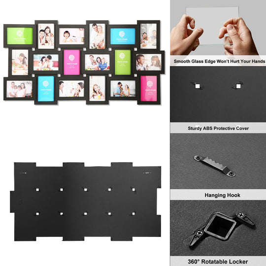 12/18-Photo Collage Frame (4"x6") – Glass, Wall Mount, Home Decor