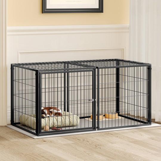 48.2" Indoor Dog Kennel with PVC Top Cover and Flexible Door