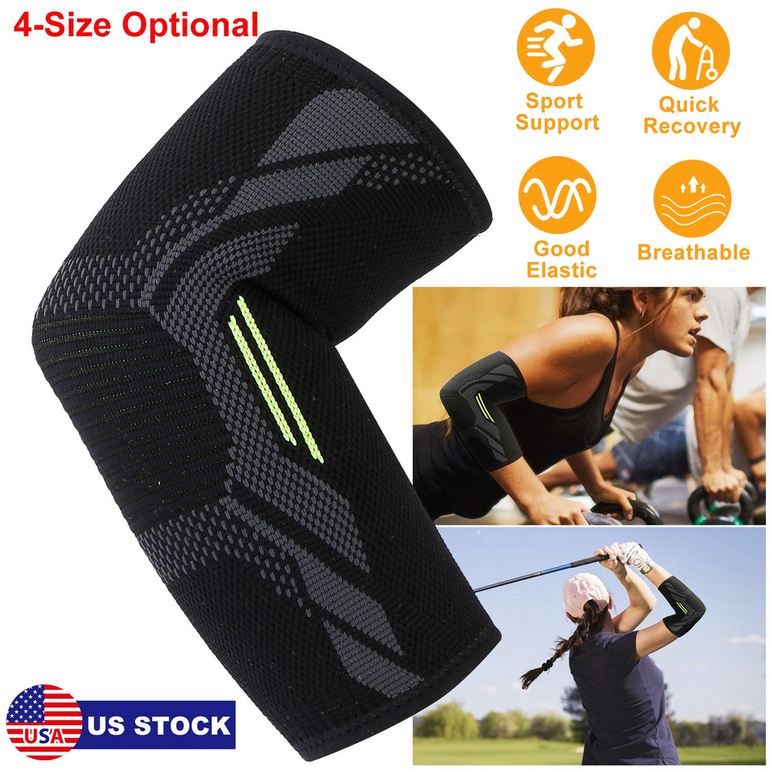Elbow Support Brace Compression Sleeve Adjustable Arm Support Wrap Guard Bandage Arm Band for Tendinitis Arthritis Bursitis Treatment Workouts Weightl