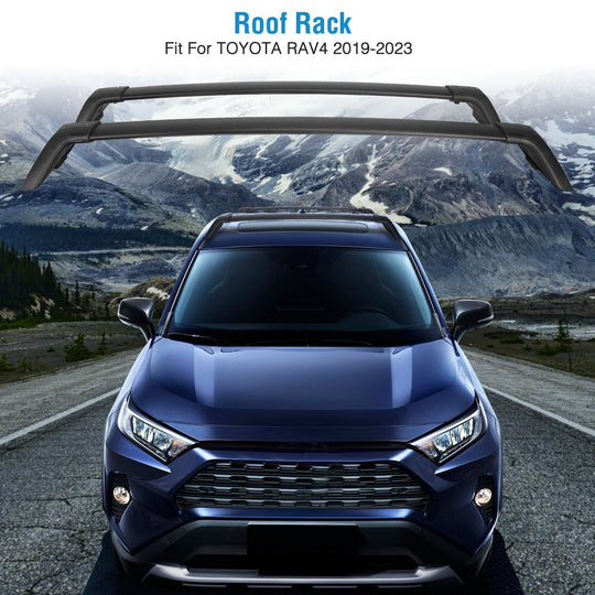 Car Roof Rack Cross Bars Aluminum Alloy Cargo Carrier Rooftop Crossbars Fit for Toyota RAV4 2019-2024 with Side Rails for Cargo Carrier Bag Kayak Bike