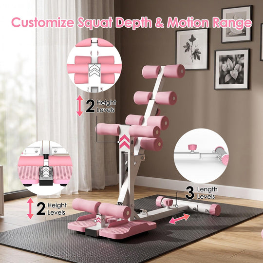 Adjustable Deep Squat Machine with Resistance Bands