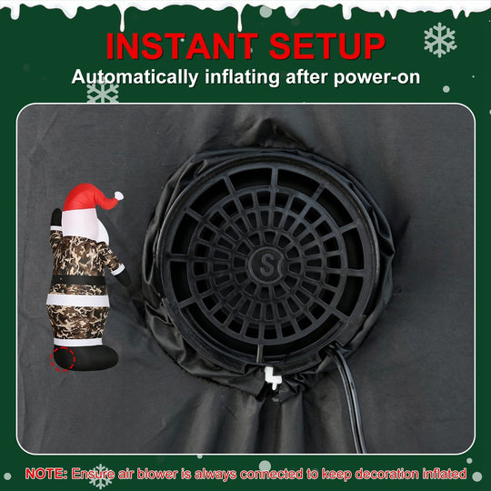 8FT Inflatable Camouflage Santa with LED Lights & Fan