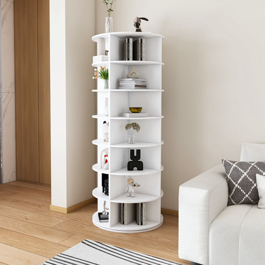 7-Tier Rotating Shoe Rack Tower, 360° Spinning Shoe Organizer with 28 Pairs Capacity, Freestanding Vertical Shoe Storage