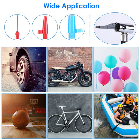 Portable Tire Inflator 150 PSI 120W Max Power Tire Pump with Digital Display LED Light Inflatable Nozzle Needle Fuse Air Compressor for Bikes Motorbik