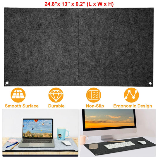 Extended Gaming Mouse Pad Soft Felts Table Mouse Pads Non-Slip & Dust-Proof Desk Pad Anti-Scratch Desk Pad Keyboard Mat (24.8 x 13 x 0.2in) for Work &