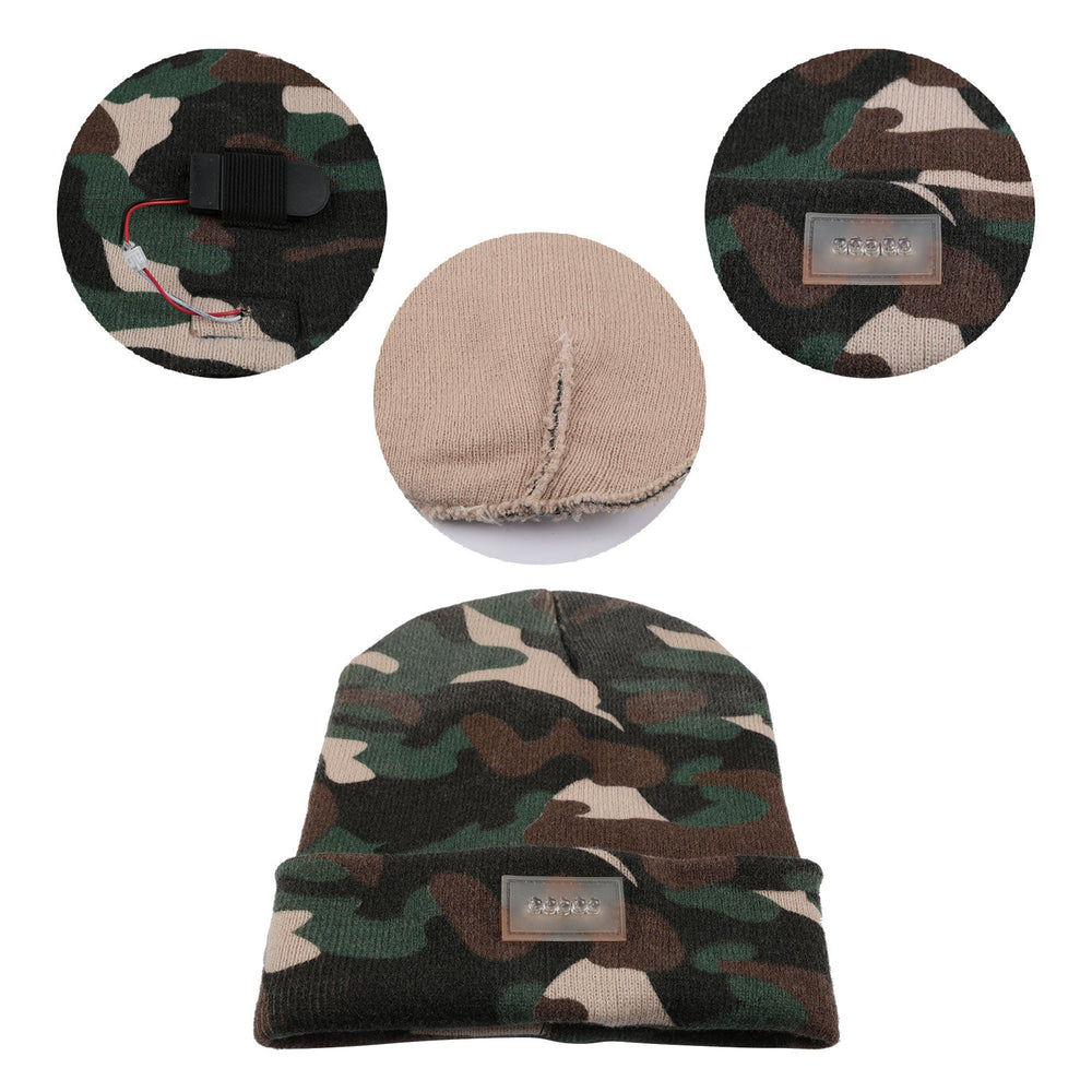 Unisex 5 LED Knitted Beanie Winter Warm Hat Camping Jogging Running Cap Headlamp