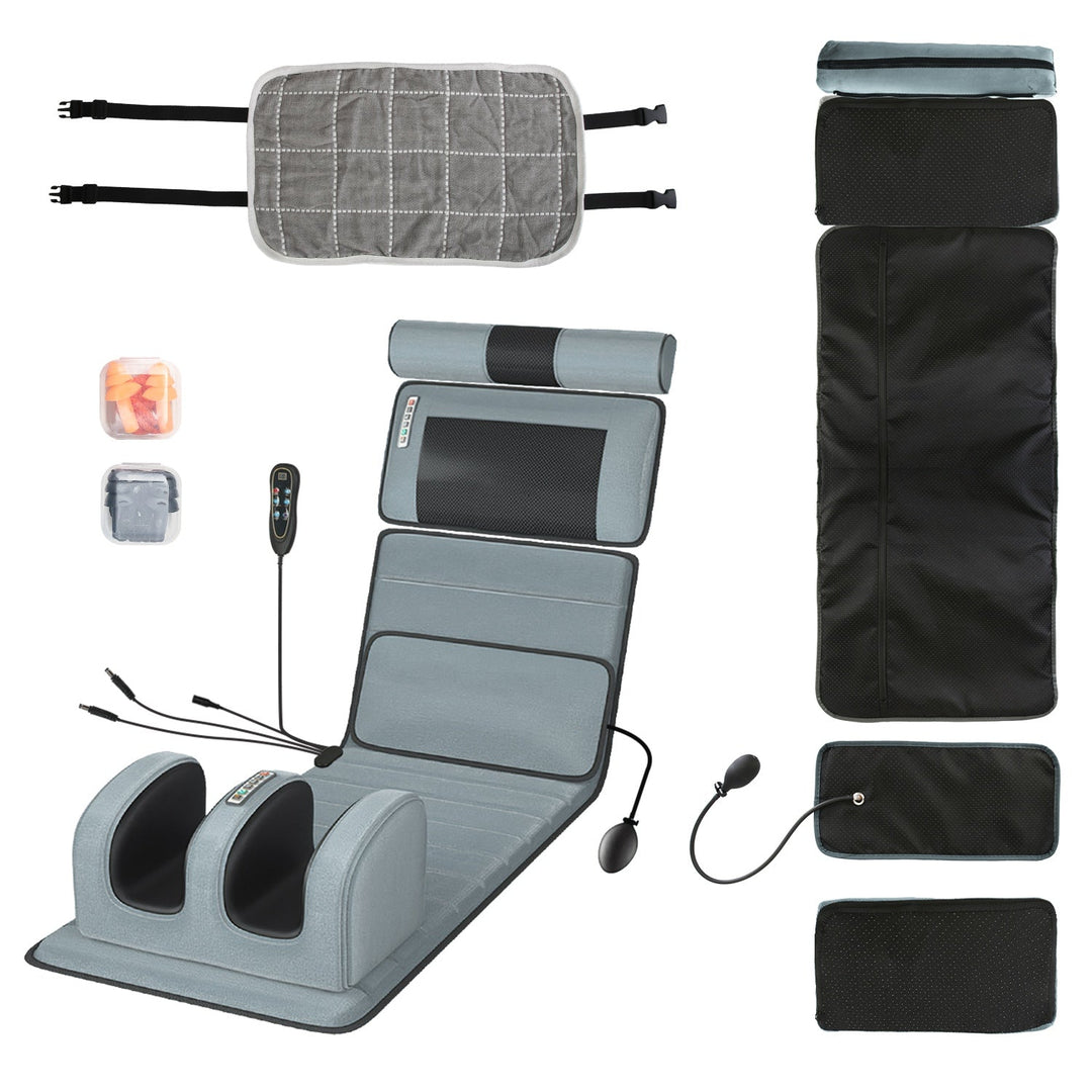 Full Body Massage Mat – Heat, Vibration, Neck & Foot Massage, Pillow Support