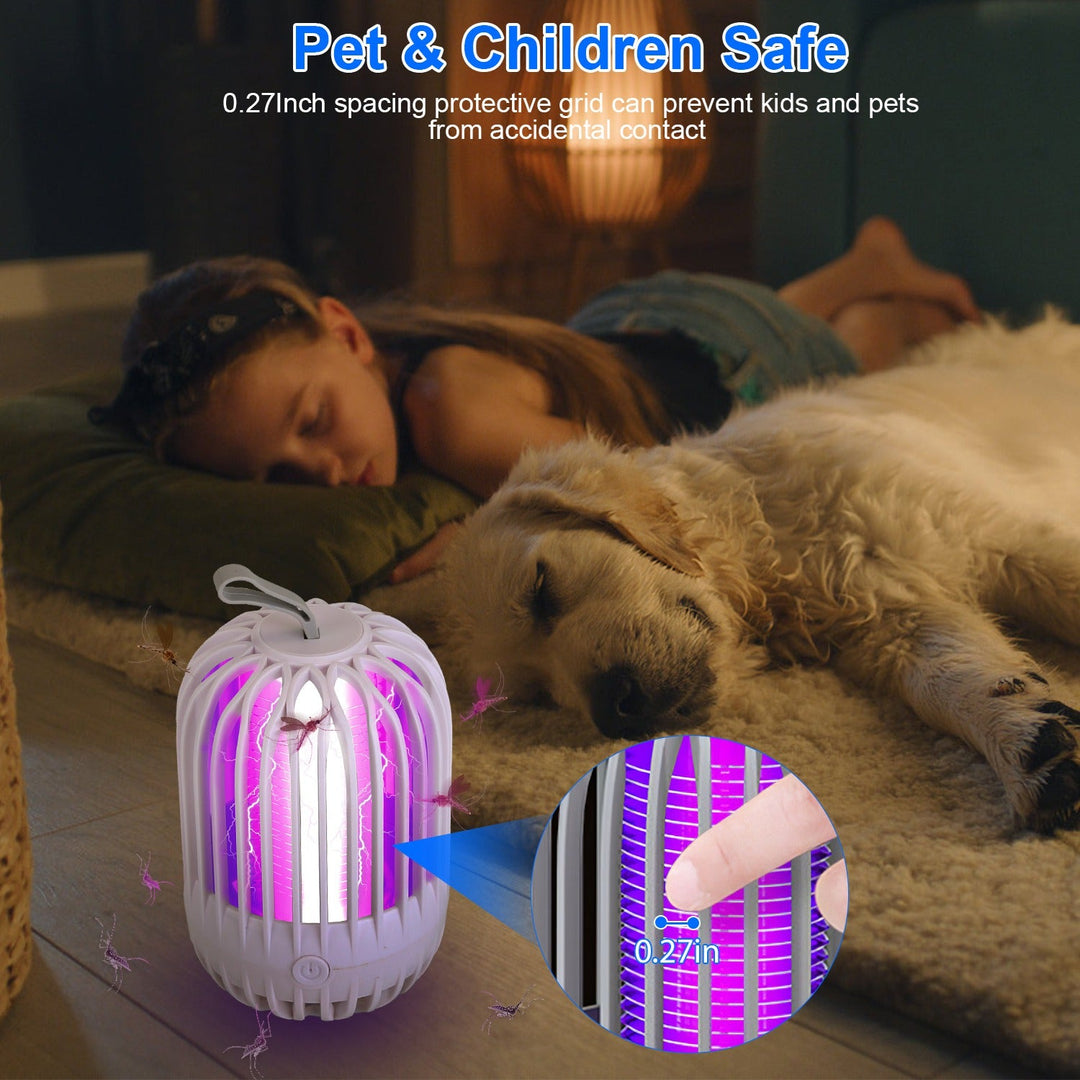 900V High Voltage Cordless Indoor Bug Zapper Type C Rechargeable Mosquito Lamp Trap Portable Electric Mosquito Killer with Hanging Strap Night Light f