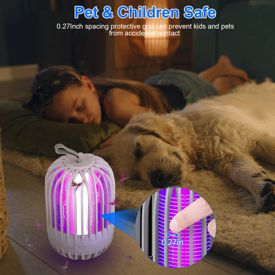 900V High Voltage Cordless Indoor Bug Zapper Type C Rechargeable Mosquito Lamp Trap Portable Electric Mosquito Killer with Hanging Strap Night Light f