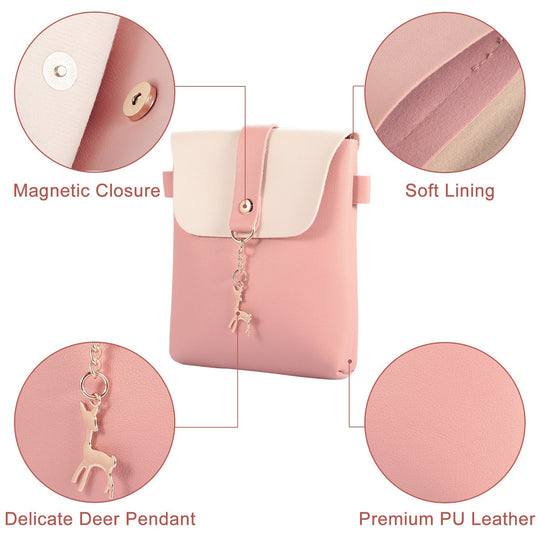 Women Girl Small Crossbody Bags PU Leather Messenger Bags Waterproof Clutch Purse Phone Wallet Pocket Pouch Satchel