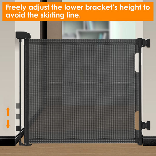 Baby Security Gate Retractable Door Extra Wide Child Safety Stairs Gate 61x34in for Doorway Hallway Indoor Outdoor