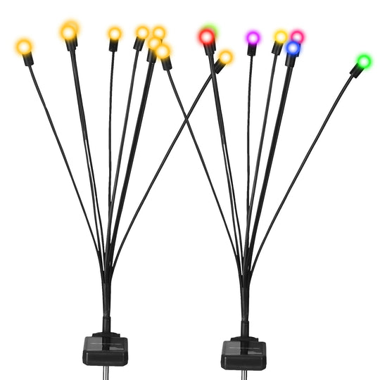 2Pcs Solar Firefly Lights Swaying Decorative Pathway Lamp IP65 Waterproof Landscape Patio Yard Night Light