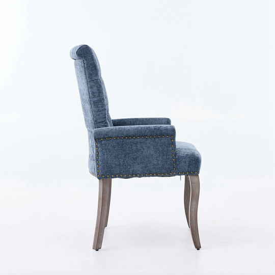 Tufted Dining Chair with Nailhead Trim & Curved Wood Legs