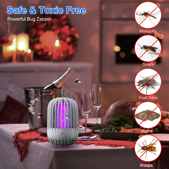 900V High Voltage Cordless Indoor Bug Zapper Type C Rechargeable Mosquito Lamp Trap Portable Electric Mosquito Killer with Hanging Strap Night Light f