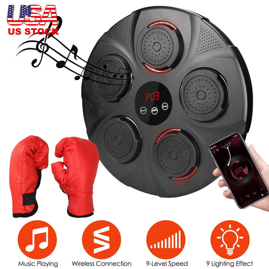 Music Boxing Machine Electronic Wall Target Punching Pad LED Lighted Sandbag Boxing Training Machine Exercise Equipment with Kids Boxing Gloves