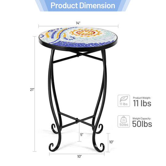 Outdoor Indoor Steel Accent Plant Stand Cobalt Table
