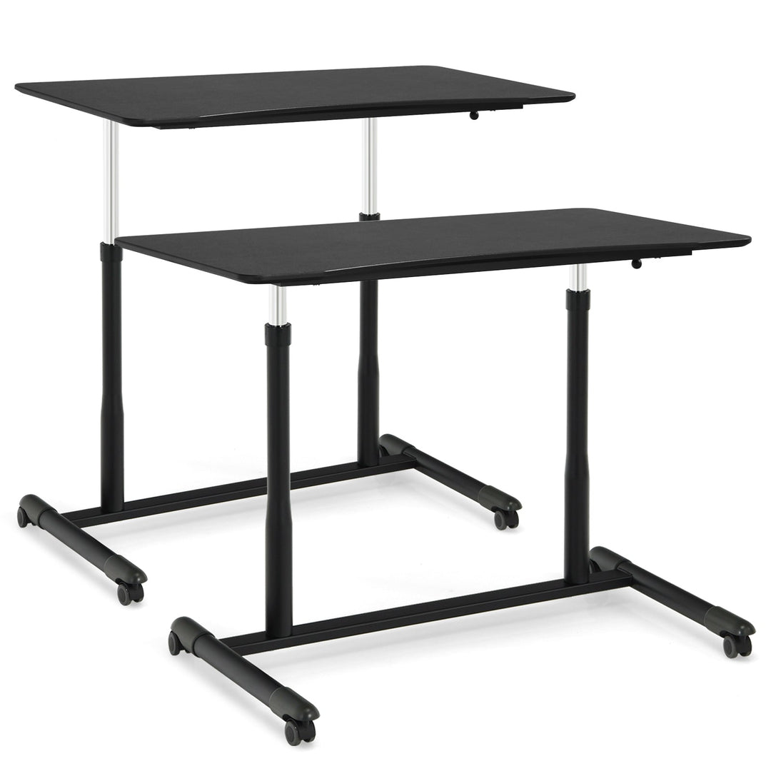 Height Adjustable Computer Desk Sit to Stand Rolling