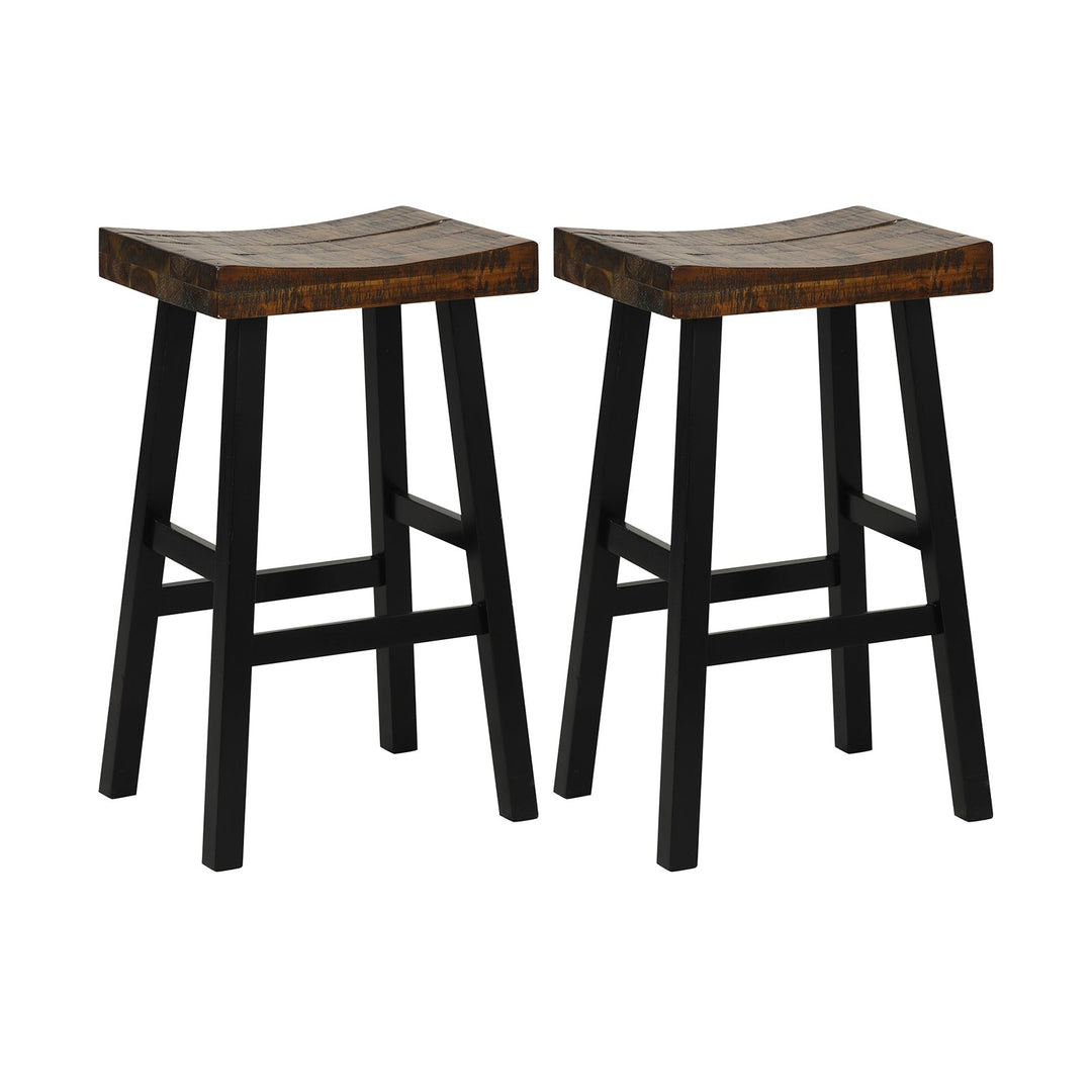 24 Inch Solid Wood Saddle-Seat with Curved Seat Surface and Comfortable Footrests