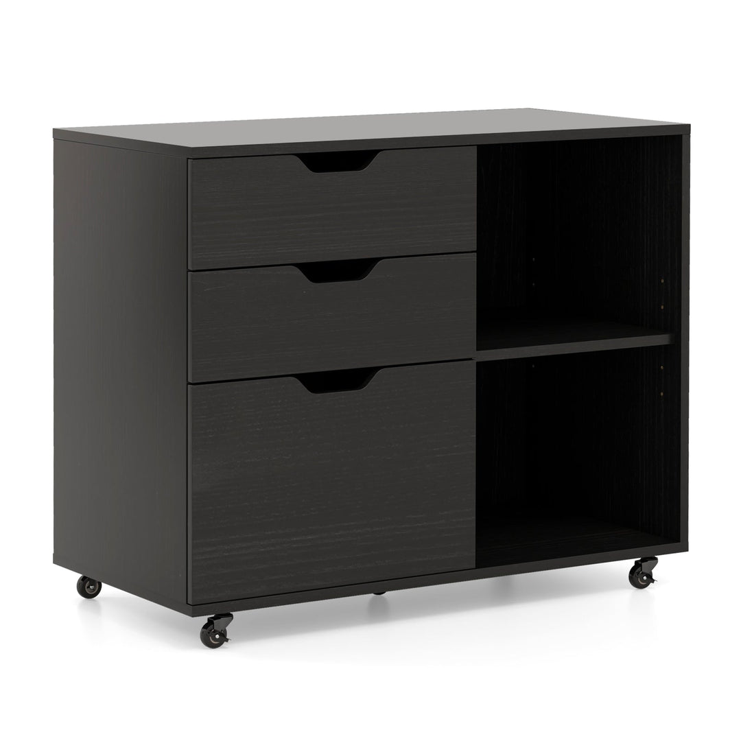 3-Drawer File Cabinet with Adjustable Shelf and Wheels for Letter